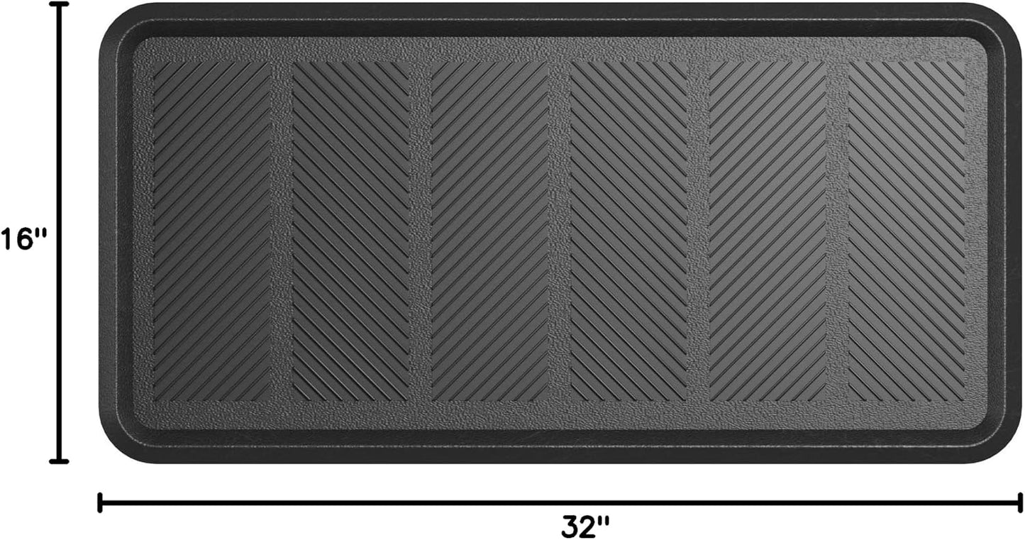 Ottomanson Waterproof Rubber Outdoor Doormat – Heavy-Duty Non-Slip Rubber Floor Mat with Ridge Scraper Pattern, All-Weather Front Door Entry Mat for Mud & Dirt Control – 24" x 36", Black