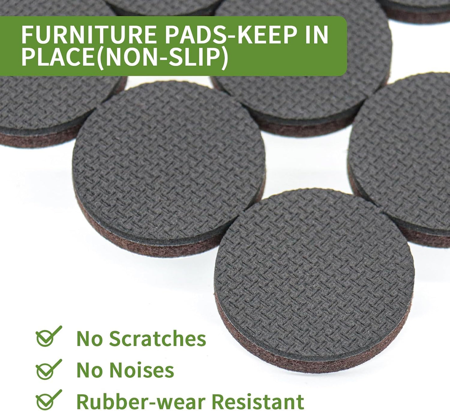 Non Slip Furniture Pads 36 PCS 1'' Square - Anti Slip Furniture Pads - Self Adhesive Rubber Feet Furniture Feet - Chair Leg Floor Protectors - Keep Furniture in Place
