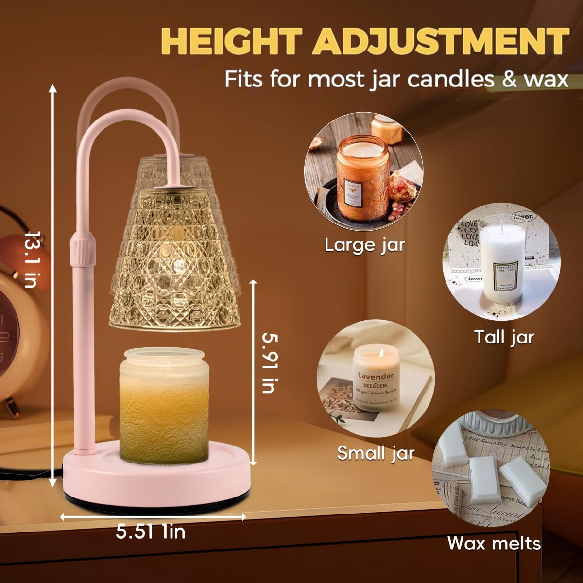 Candle Warmer Lamp with Timer Dimmable, Birthday Gifts for Women Mom, House Warming Gifts New Home Decor, Wax Melt Warmer for Jar Candles with 2 Bulbs, Black