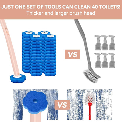 Disposable Toilet Brush with 48 Refills,Toilet Cleaning Supplies,Toilet Wand Brush Starter Kit,Wall Mounted Toilet Bowl Cleaner Brush with Holder for Bathroom Deep Cleaning & Hygiene (White)
