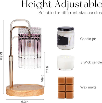 Candeldo Candle Warmer Lamp with Timer: Black Wax Melt Warmer | Height Adjustable, Dimmable, with 2 Bulbs, Modern Farmhouse Decor for Home, Bedroom, Gifts for Women, Birthday, Housewarming