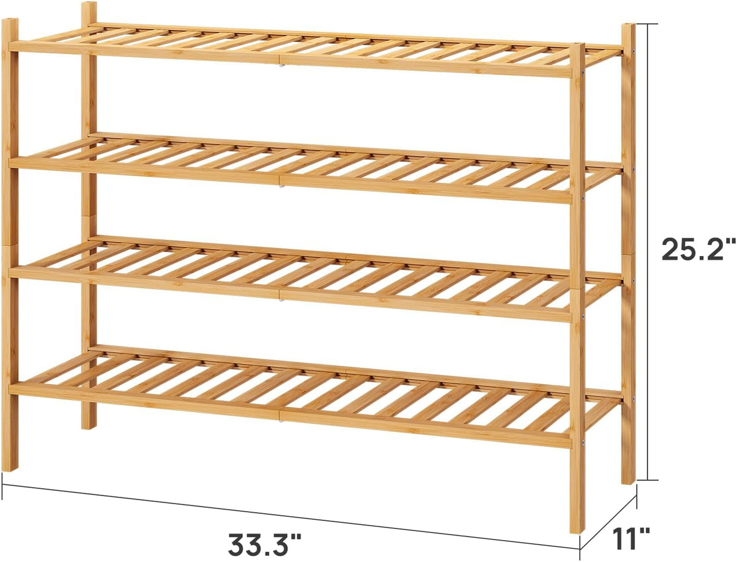 viewcare 3-Tier Black Bamboo Shoe Rack for Entryway, Stackable | Foldable | Natural, Shoe Shelf Storage Organizer for Hallway Closet, Free Standing Shoe Racks for Indoor Outdoor