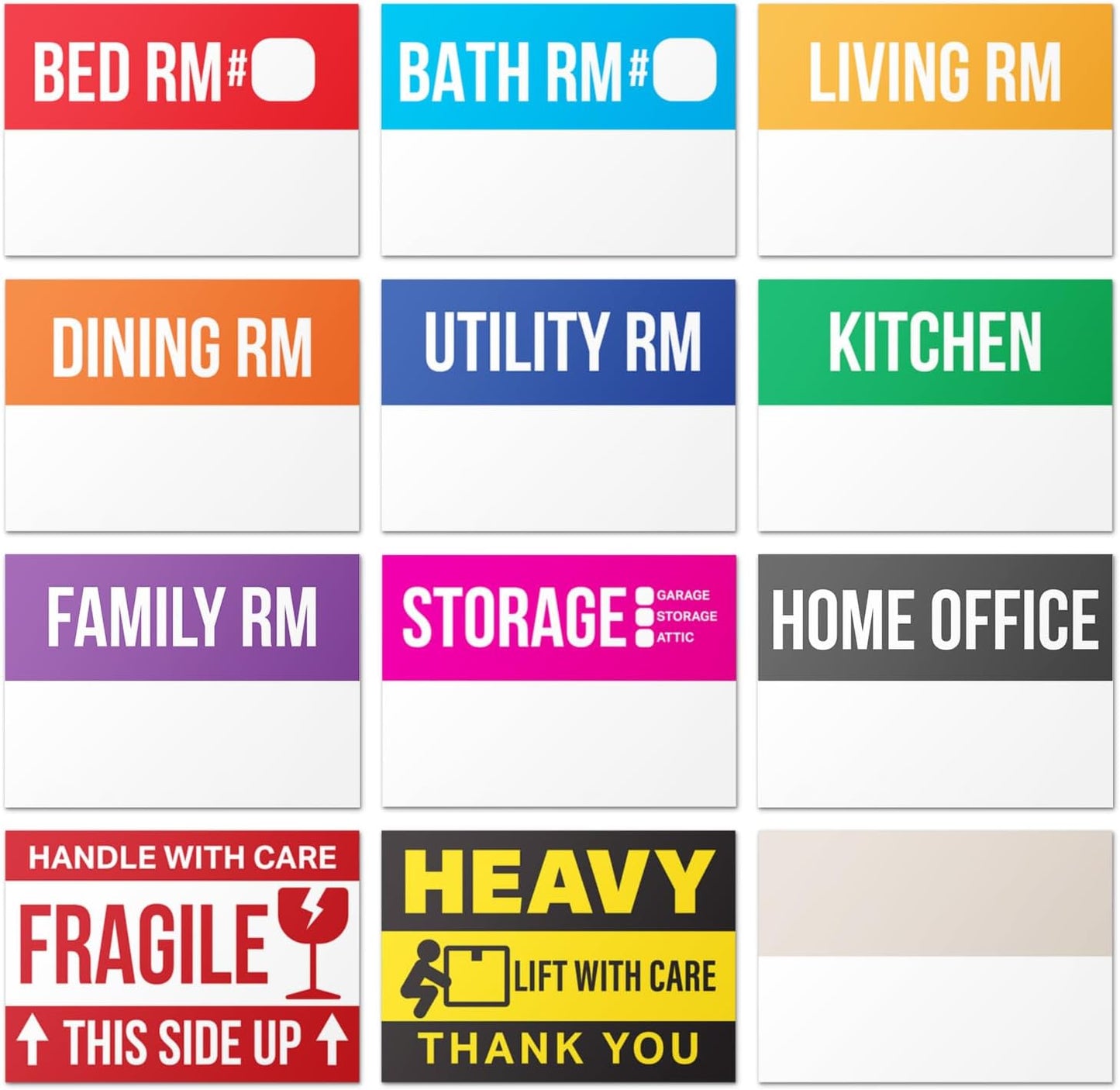 Home Moving Labels (3 x 2 inch, 10 Designs - 300 Labels) for 1-2 Bedroom, Color Coded Moving Stickers w/Writable Note Area, Fragile, Heavy & Extra Blank Stickers