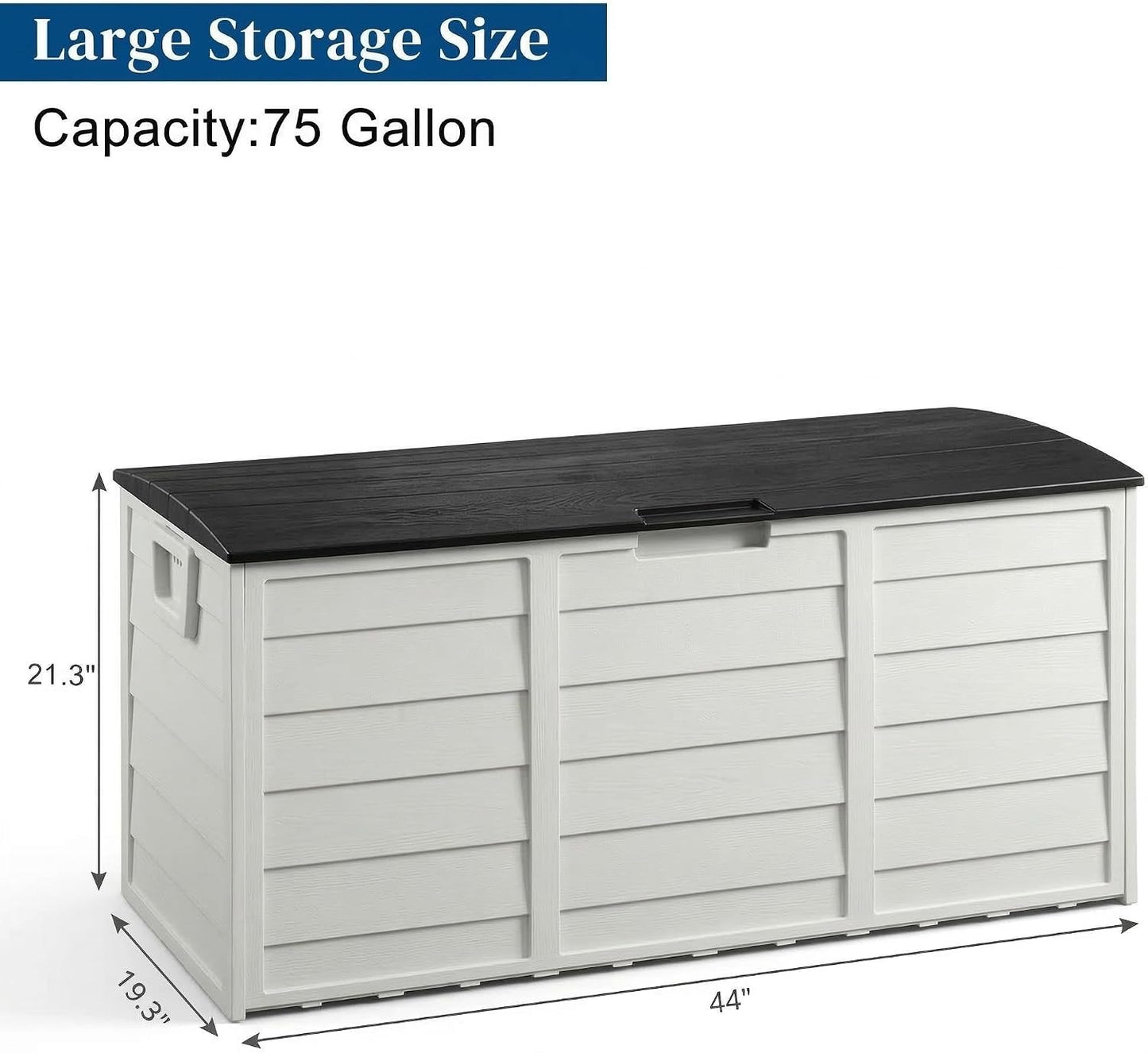 75 Gallon Outdoor Storage Box, 260L Waterproof Resin Deck Box for Patio Furniture Cushions, Garden Tools and Yard Accessories, Lockable Storage Chest with Wheels and Handles (Brown)