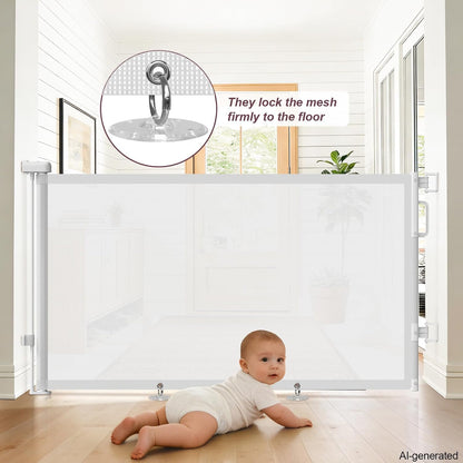 Retractable Baby Gates for Doorways, 58" Extra Wide Mesh Child Dog Gate for Stairs, 34" Tall Toddler Pet Gate Indoor and Outdoor, Easy Install, Essential for Home Safety, Black