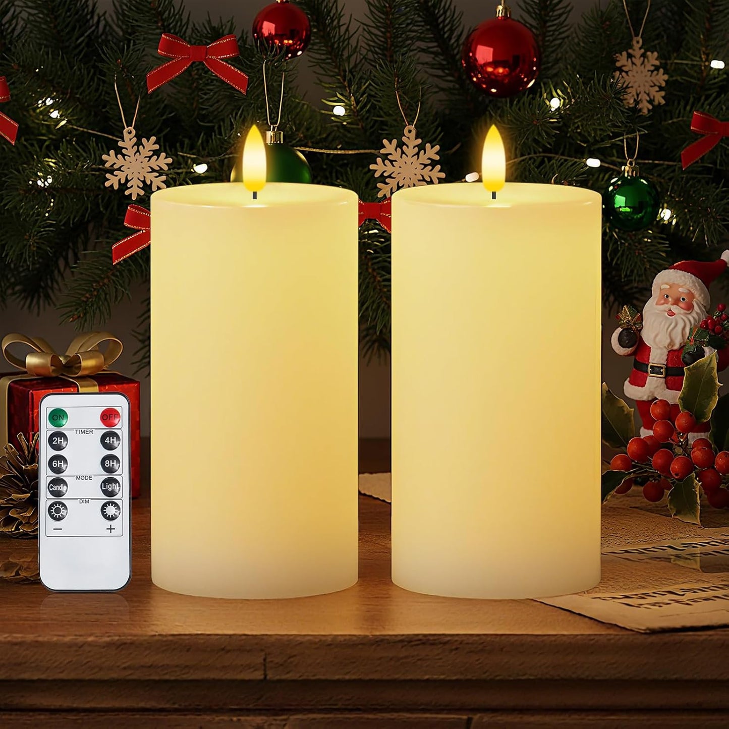 Homemory White Flameless Candles Battery Operated with Remote Timer, 3x3 Real Wax LED Pillar Candle for Home Fireplace Bedroom Living Room Party, Set of 3