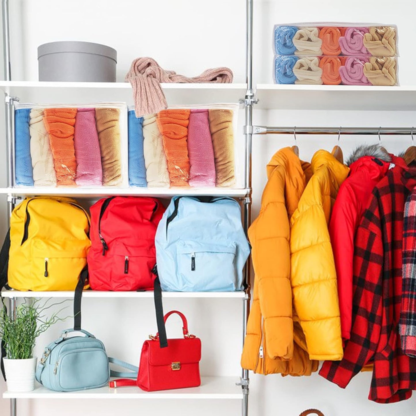 25Pcs Clear Vinyl Zippered Storage Bags - Blanket & Bed Sheet Organizer for Closet Linen & Sweater