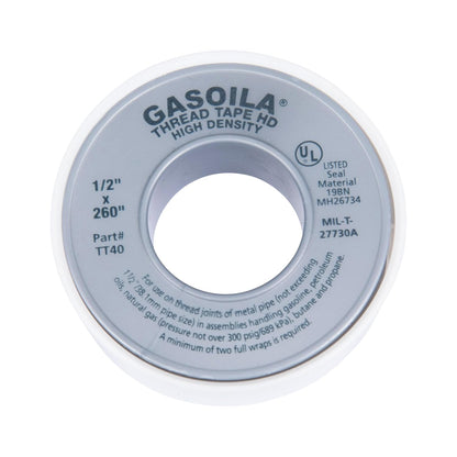 Gasoila PTFE Thread Seal Tape – Professional-Grade, 1/4 Inch x 260 Inch, High-Density Thread Tape for Plumbing, HVAC, Gas Lines, Water Pipes, and Air Compressors – Leak-Proof Seal, Non-Toxic