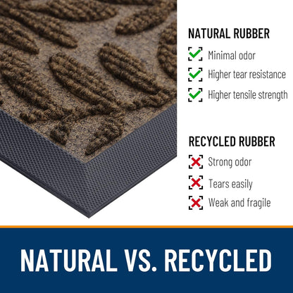 OLANLY Front Door Mat Outside Entrance 29.5x17, Absorbent, Heavy Duty Sturdy Natural Rubber Doormat Indoor Outdoor, Stain and Fade Resistant, Non-Slip Backing Low Profile Floor Mat for Entryway, Grey