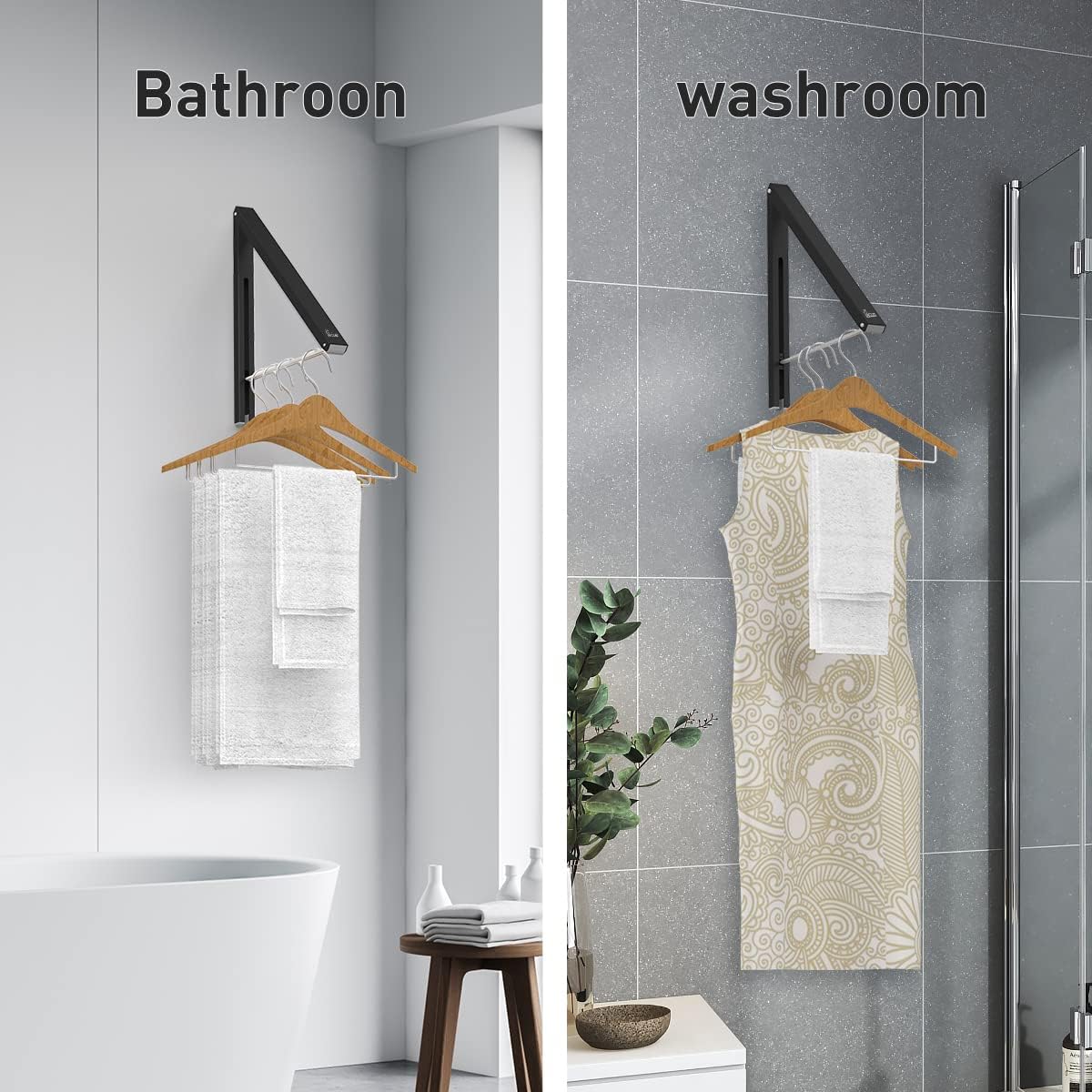 Drying Rack Wall Mounted Clothes Hanger Folding Wall Coat Racks Aluminum Home Storage Organiser Space Savers