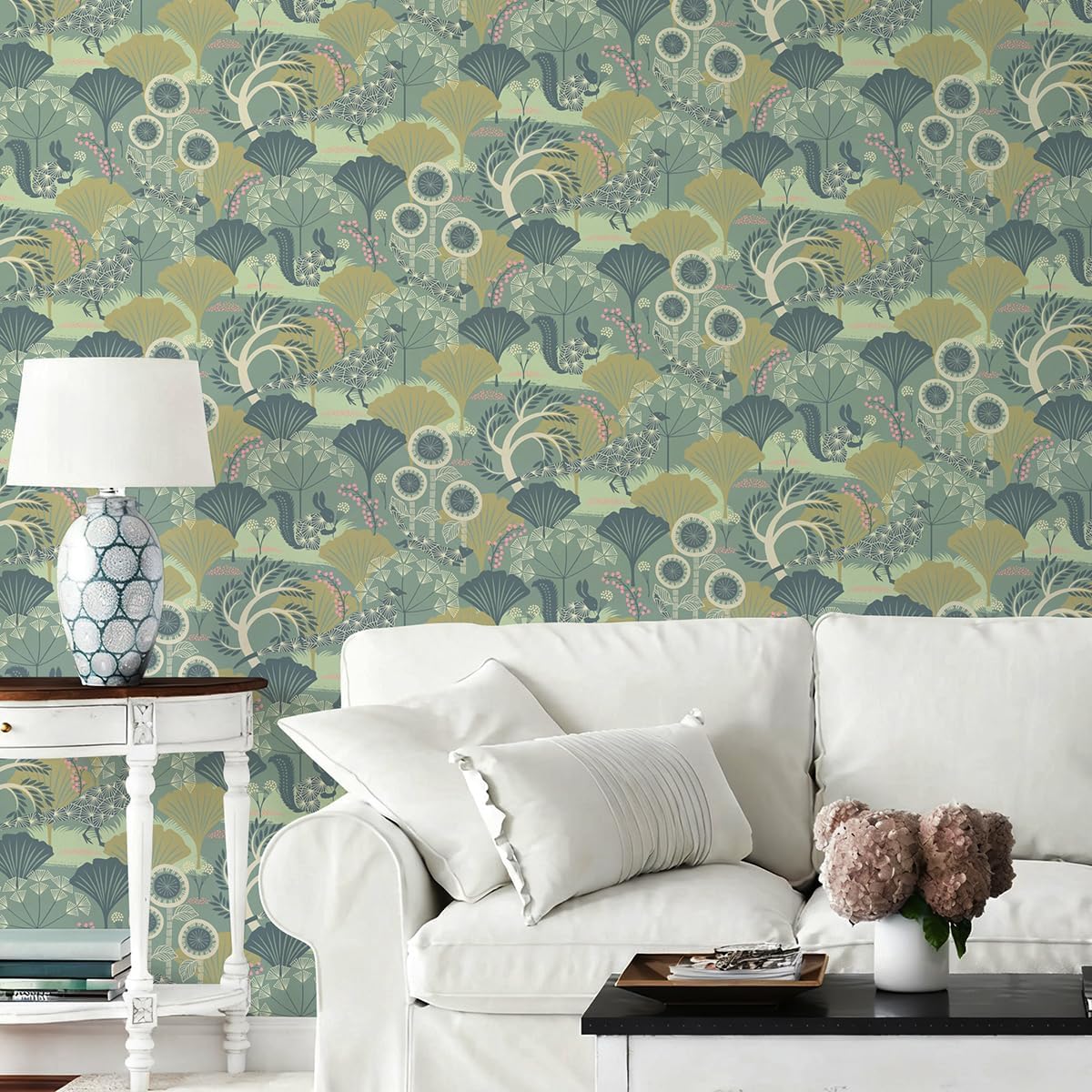 Wudnaye Boho Peel and Stick Wallpaper Catus Wallpaper 17.7" x 118.1"Vintage Floral Wallpapers Peel and Stick Botanical Removable Wall Paper Boho Self Adhesive Contact Paper for Bathroom Cabinets