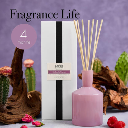 LAFCO New York Classic Reed Diffuser, Sea & Dune - 6 oz - Up to 3 Months Fragrance Life - Reusable Glass Vessel - Natural Wood Reeds - Made in The USA