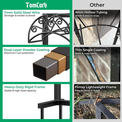 TomCare Garden Hose Holder Heavy Duty Water Hose Holder Holds 160 FT Hoses 4 Spikes Hose Reel Freestanding Hose Hanger Sturdy Hose Storage Stand for Outside Yard Lawn