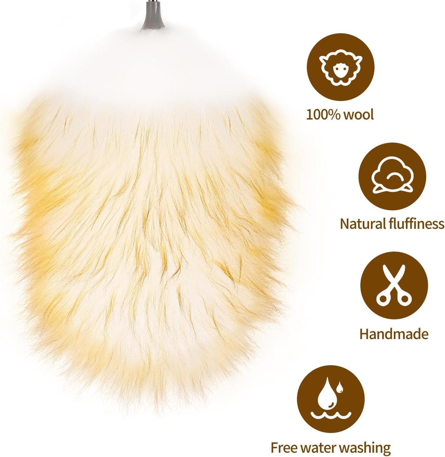 Extendable Lambswool Duster 29-110 Inch,Anti-Static Flexible Head, Stainless Steel Pole for Cleaning High Ceiling,Fan,Furniture,Roof Dusting