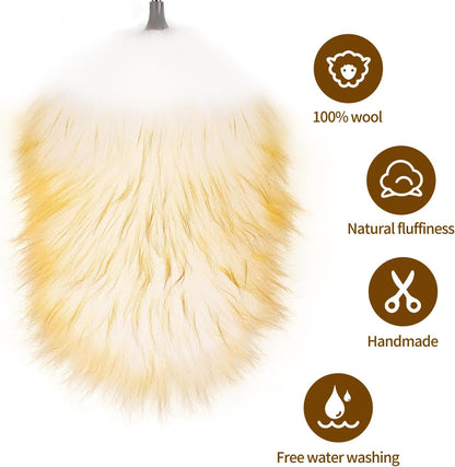 Extendable Lambswool Duster 29-110 Inch,Anti-Static Flexible Head, Stainless Steel Pole for Cleaning High Ceiling,Fan,Furniture,Roof Dusting