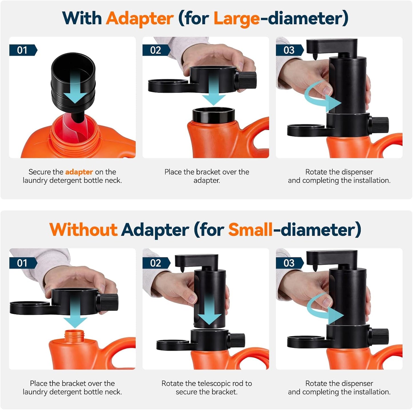 Electric Laundry Detergent Dispenser, Automatic Laundry Dispenser for Liquid Detergent, with Bottle Adapter, USB Recharg 8ml/s Flow, 5 Mode Smart Laundry Soap Pump for Laundry Room Organization, White
