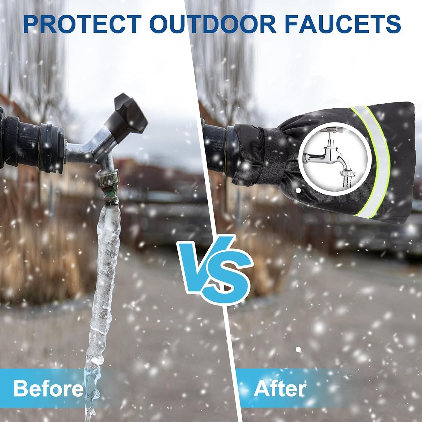 SPORTYOUTH Outdoor Faucet Cover for Winter Freeze Protection, 2 Packs Thick 7.09''W x 9''H Water Socks Pipe Insulated Waterproof Hose Bib Spigot Backflow Cover