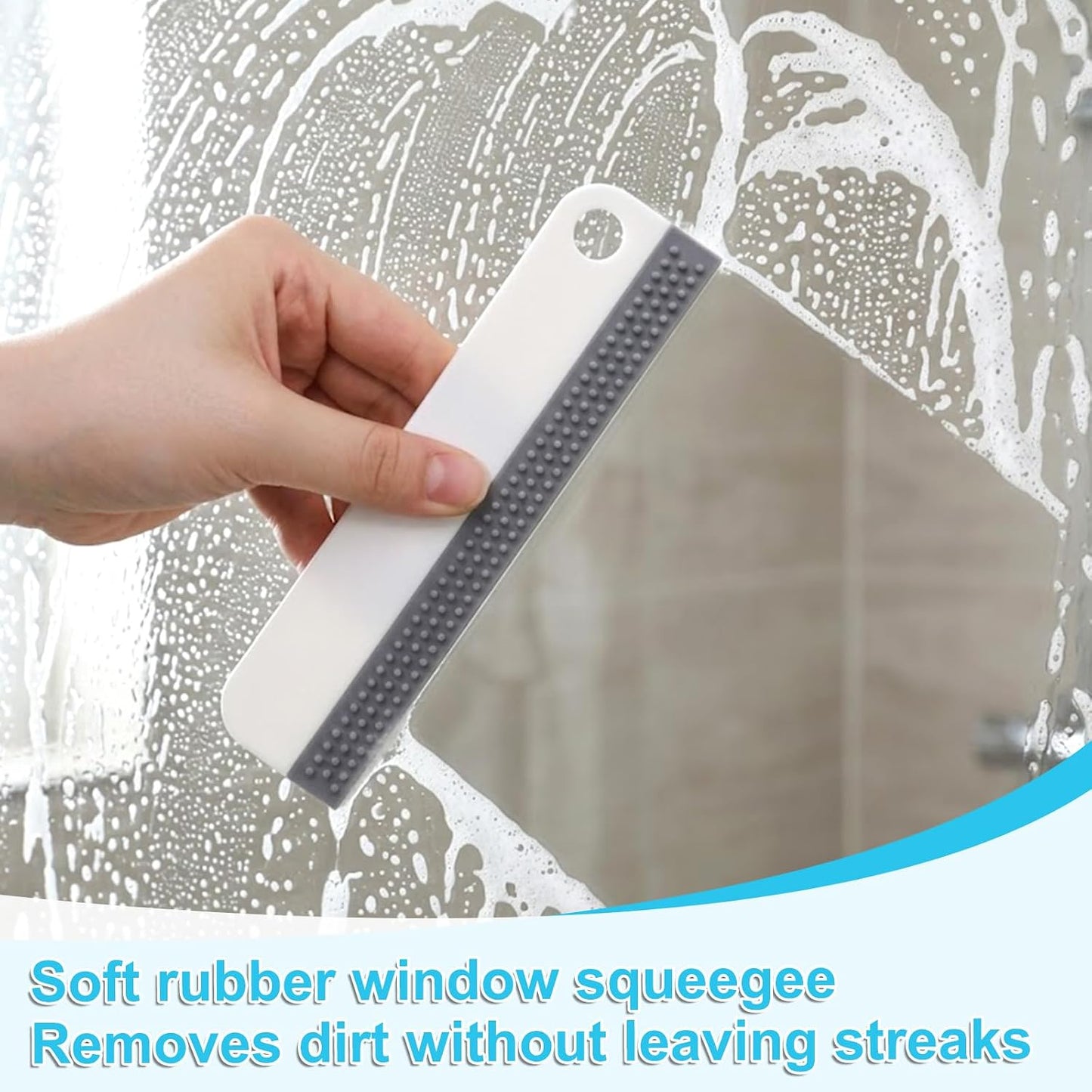 2 PCS All-Purpose Small Rubber Squeegee, Soft Silicone Mini Squeegee for Shower Glass, Kitchen Sink Squeegee for Kitchen Countertops, Mirror, Bathroom, Glass, Car Windshield