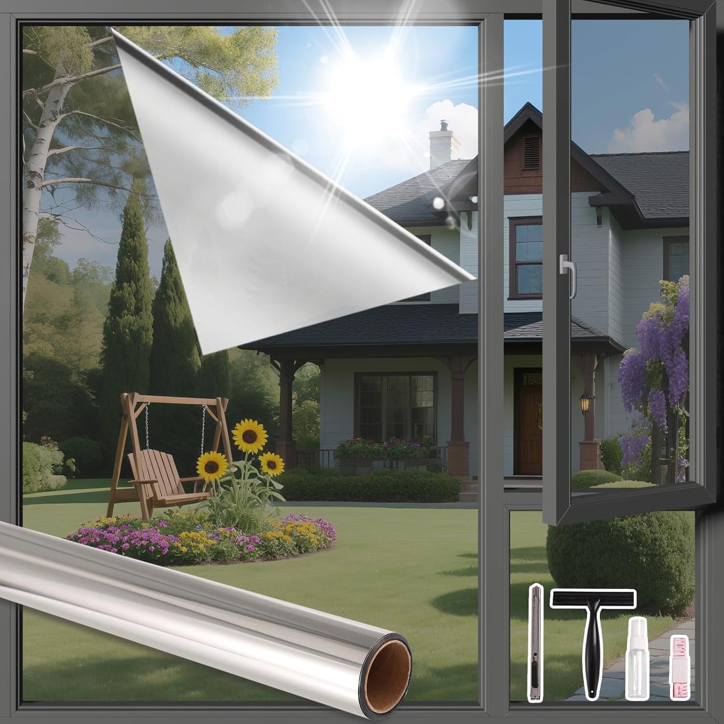 Finnez Frosted Privacy Window Film - Static Cling No Adhesive, Reusable & Easy to Remove, Decorative Glass Film for Home Bathroom Office Door, Crystal Clear 17.5 x 78.7 inches