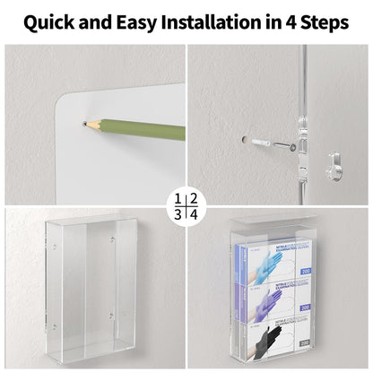 HIIMIEI Acrylic Glove Dispenser Wall Mount, Clear Plastic Glove Rack Floating Triple Gloves Box Holder 16.1'' X 10.2'' X 3.8'', Capacity Of 3 Glove Boxes