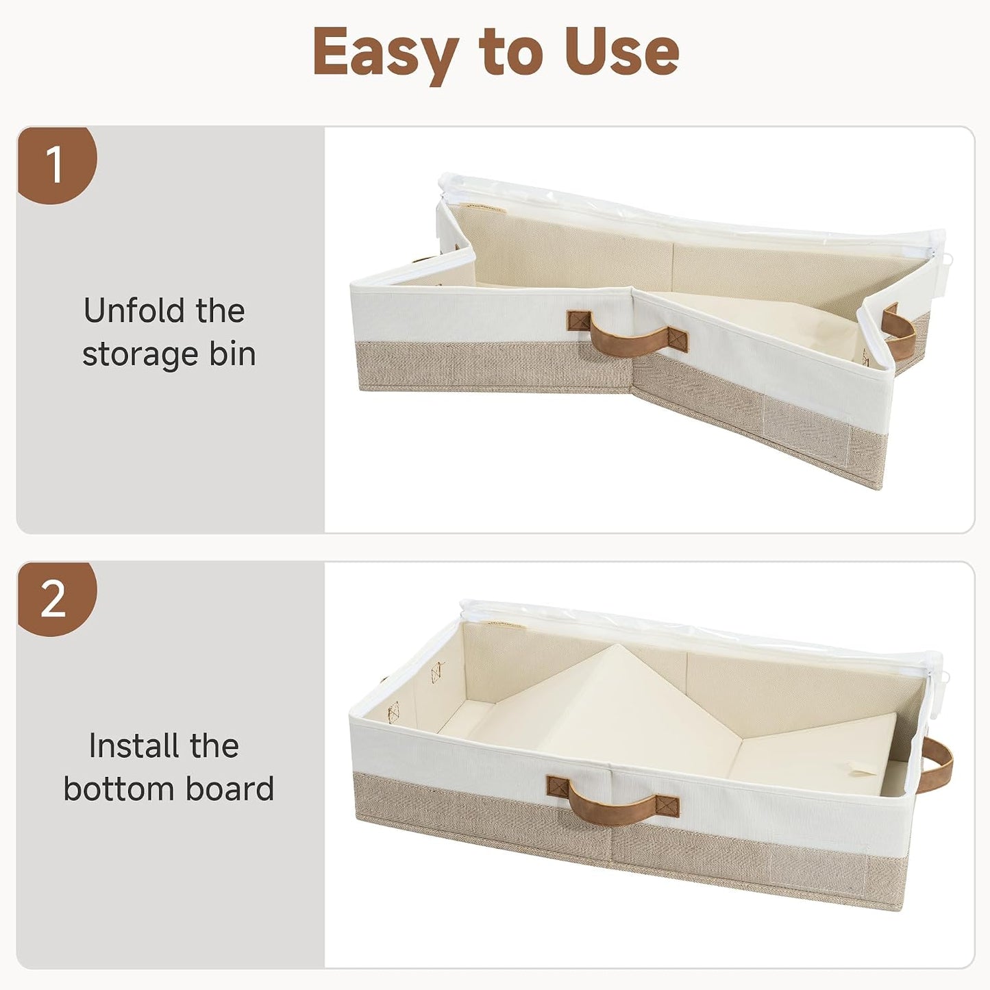 StorageWorks Large Under Bed Storage Containers with Handles and Label Holder, 2 Pack Ultra-thick Fabric Underbed Bins, Closet Organizer for Clothes, Blankets, Sweater