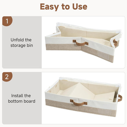 StorageWorks Large Under Bed Storage Containers with Handles and Label Holder, 2 Pack Ultra-thick Fabric Underbed Bins, Closet Organizer for Clothes, Blankets, Sweater