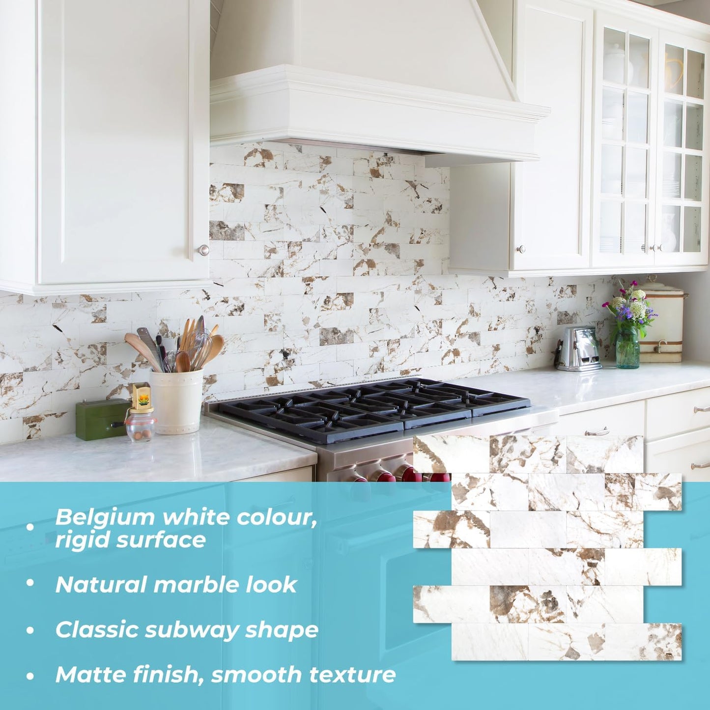 STICKGOO 10-Sheet Subway Tile Peel and Stick Backsplash, Seamless Design Polished Eurasia Beige Kitchen Backsplash Wall Tiles, Glossy Surface Waterproof Stick on Tile for Bathroom, RV, Fireplace