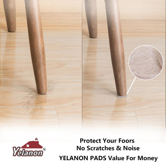 Yelanon Felt Furniture Pads -182 Pcs Premium Felt Pads for Chair Legs Furniture, Floor Protectors for Hardwood Floors, Black