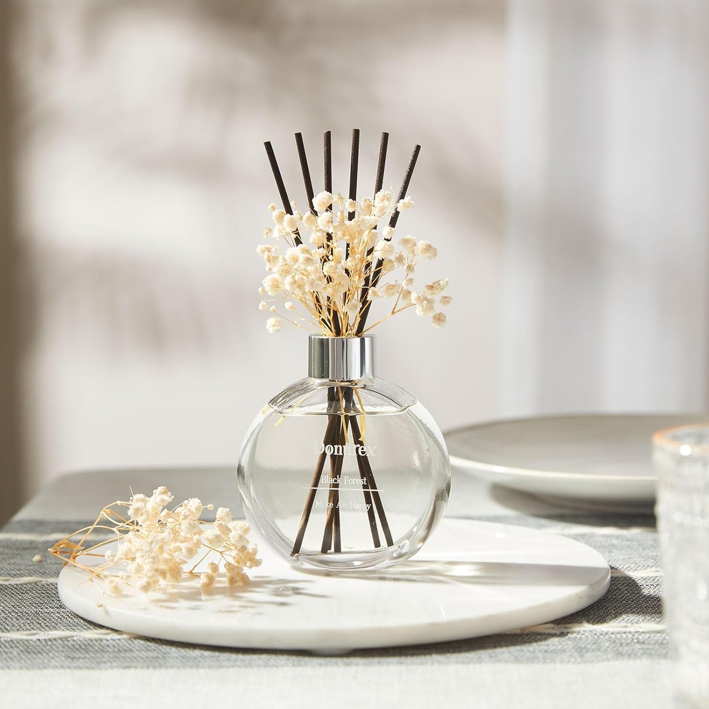 Flower Reed Diffuser Set 5.07oz Satin Rose Scent Diffuser with Sticks Home Fragrance Reed Diffuser for Bathroom Shelf Decor