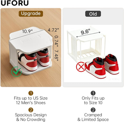 UFORU Small Shoe Rack, 5 Tier Plastic Vertical Shoe Rack for Small and Narrow Spaces, Free Standing Shoe Organizer for Closet, Entryway