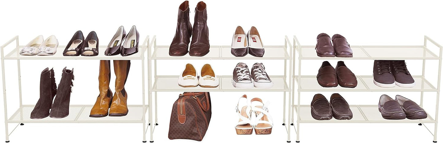 Simple Houseware 3-Tier Stackable Shoes Rack Storage Shelf, Black