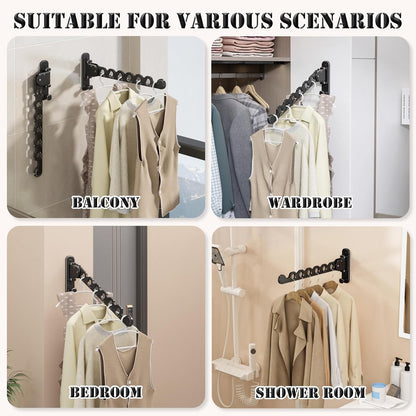 Wall Mounted Clothes Hanger Drying Folding Racks | Full 180° horizontal & vertical pivot