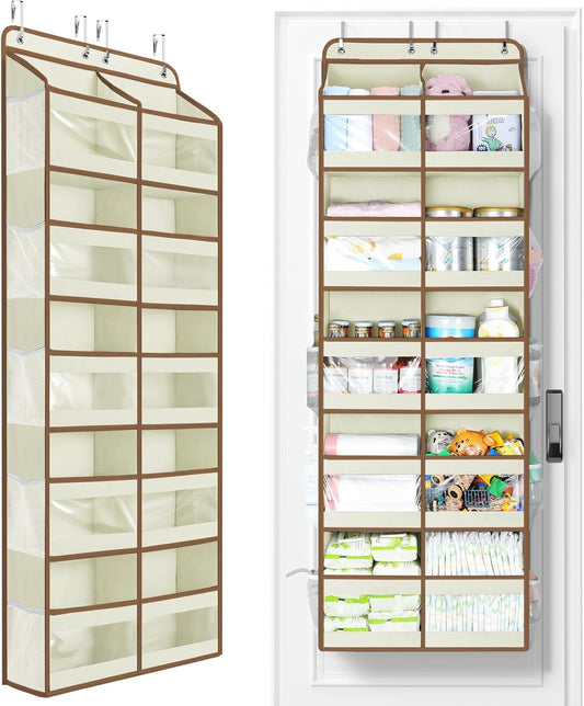 Yecaye 5-Tier Over The Door Organizer Dual-Column, 80lbs Load Over The Door Storage of 10 Compartments, Heavy Duty Door Organizer Hanging for Bedroom Closet Dorm Bathroom Pantry, Grey 1 Pack