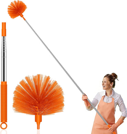 SetSail Cobweb Duster with Extension Pole, Retractable Dusters for Cobweb Cleaning 90-inch Long Handle Ceiling Fan Spider Web Brush for Outdoor Indoor High Ceilings