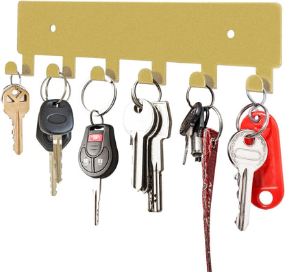 GTK Key Holder for Wall, Key Hooks with 6 Hooks, Wall Mounted Key Holder for Hallway, Self Adhesive Key Rack(White)