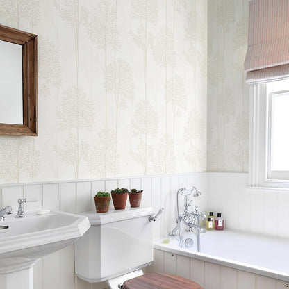JiffDiff Warm White Self Adhesive Wallpaper with Waterproof, Farmhouse Removable Peel and Stick Wallpaper for Bathroom and Cabinets Decor, Botanical Renter Friendly Contact Paper 17.3" X 120"
