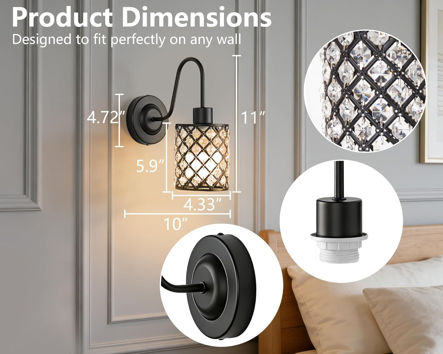 Battery Operated Wall Sconce Set of 2, Rechargeable Wireless Sconces with Dimmable Detachable Magnetic Bulbs and Remote, 3 Colors Wall Lights for Bedroom Living Room Hallway Fireplace