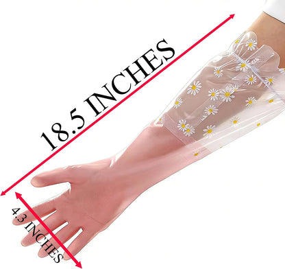 Dishwashing Cleaning Gloves Waterproof Tear-Resistant Household Rubber Cleaning Gloves with Long Elastic Cuffs