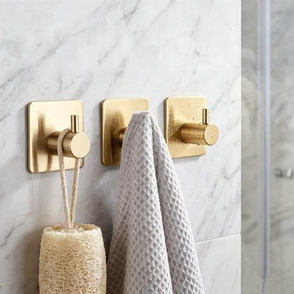 Fotosnow Adhesive Towel Hooks 15lbs Heavy Duty Wall Hooks Waterproof Stainless Steel Hanger for Hanging Coat, Hat, Towel Robe Hook Rack Wall Mount- Bathroom and Bedroom 4-Packs