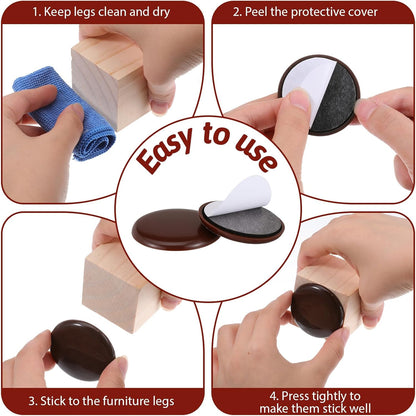 Sliders for Furniture on Hardwood Floors, 12 Pcs 2 Inch Self Adhesive Furniture Sliders, Coffee, for Carpeted Floors and Hardwoodes, Easy Moving On Carpet Or Hardwood Floor