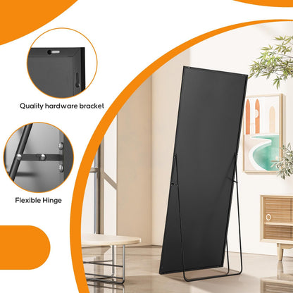 Arched Mirror Full Length, Upgraded 16"x59" Body Wall Mirrors with Shatter-Proof Glass, Floor Standing, Hanging or Leaning, Tall Arch Mirror with Stand Aluminum Alloy Frame for Bedroom, Black