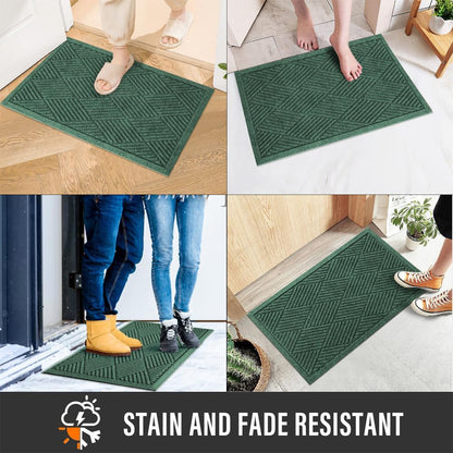 HIYARD Sturdy Front Door Mat, Absorbent Muddy Dirt Resist Welcome Door Mats Outdoor Indoor, Stain and Fade Resistant, Non-Slip Rubber Backing Low Profile Doormat for Entryway, 30×17, Beige