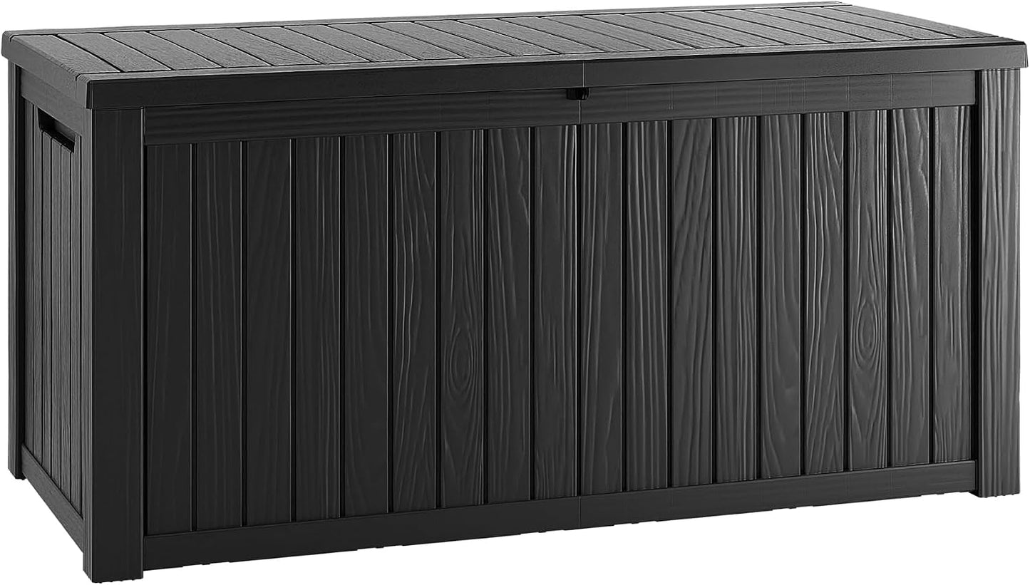 Outdoor Storage Box, 320 Gallon Waterproof Deck Box [Upgraded 3.0], Dual Gas-Spring Ultimate Resin Organizer for King Cushions, Heavy-Duty Lockable Estate Storage Bench, Backyard BBQ, Black