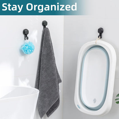TAILI Suction Cup Razor Holder for Shower Wall 2 Pack, Versatile Suction Cup Hooks for Razor, Towel, Loofah, Squeegee, Cell Phone, Removable Damage-Free Hanging Shower Hook, Shaver Holder, Black