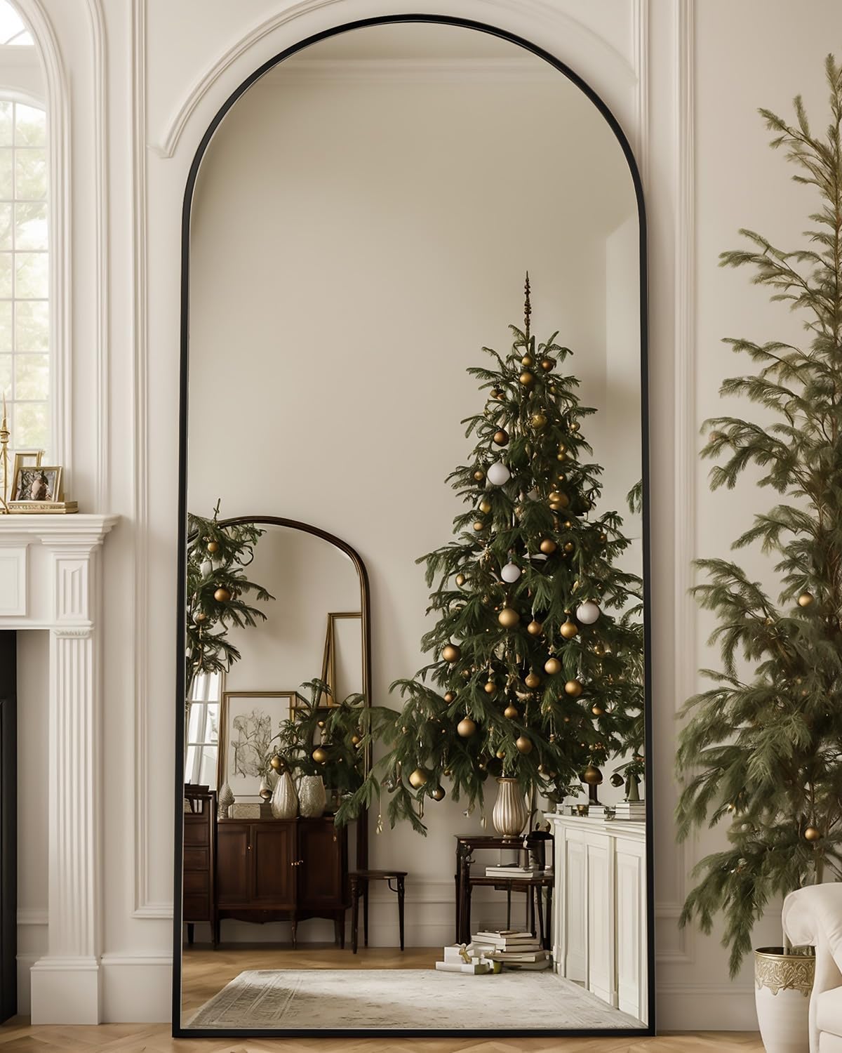Antok 58" x19” Arched Full Length Floor Mirror, Gold Aluminum Frame, Free Standing/Wall Mount/Leaning for Bedroom, Living Room, Dressing Room