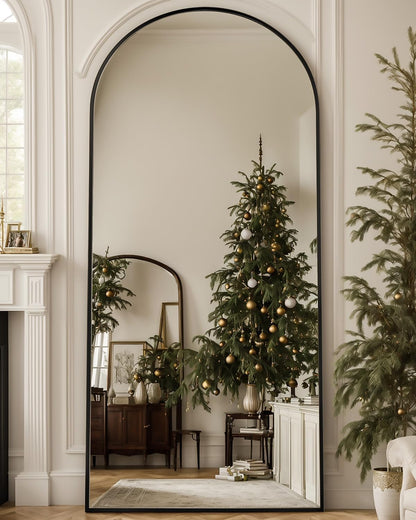 Antok 58" x19” Arched Full Length Floor Mirror, Gold Aluminum Frame, Free Standing/Wall Mount/Leaning for Bedroom, Living Room, Dressing Room