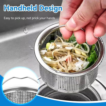Kitchen Sink Drain Basket, 3-inch Basket for Kitchen Sink Strainer Replacement, Deep Cup with Handle, SUS 304 Stainless Steel