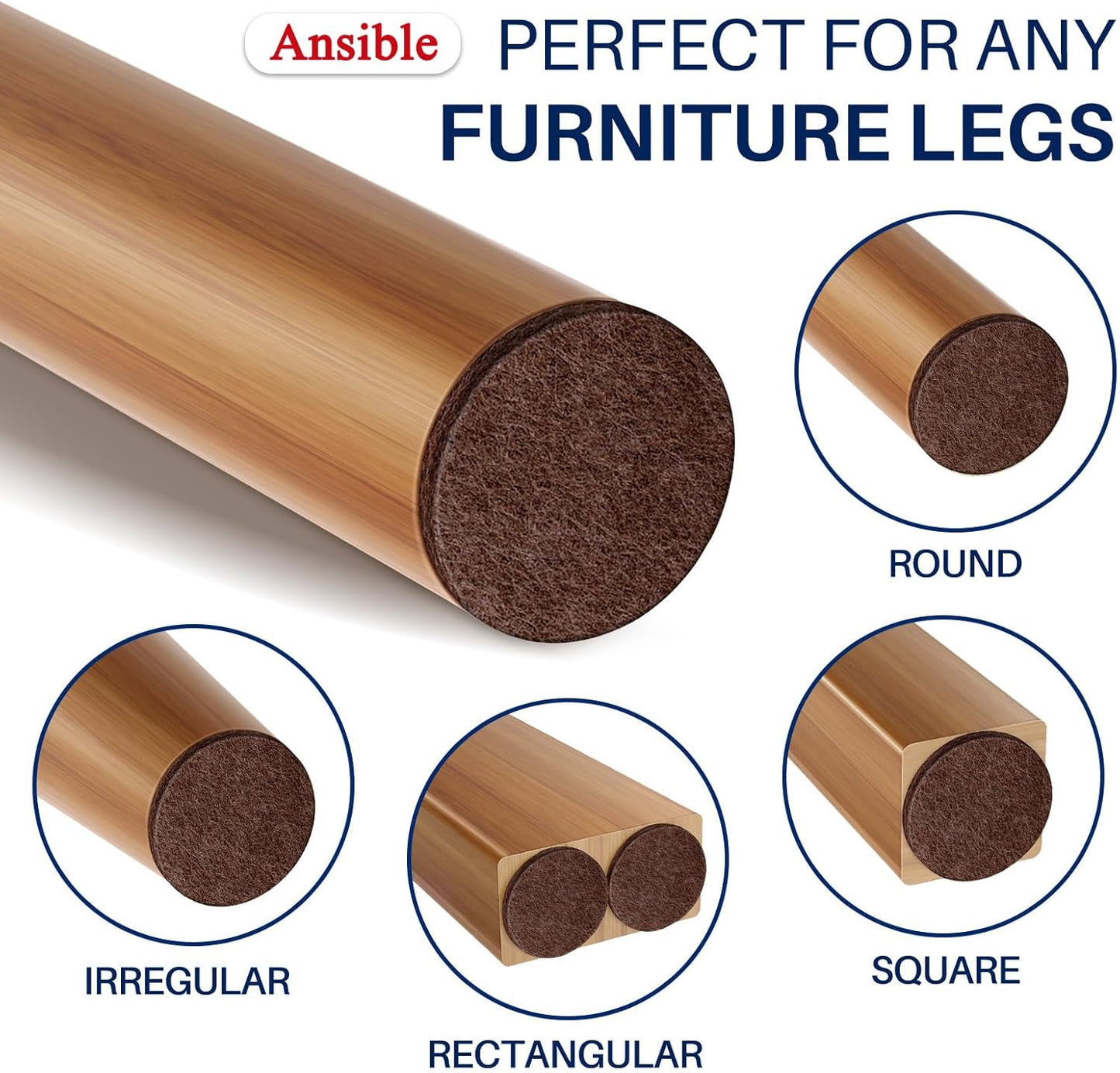 Ansible 60 PCS Felt Furniture Pads 1", Felt Pads for Chair Leg Floor Protectors for Hardwood Floors Round (Beige)