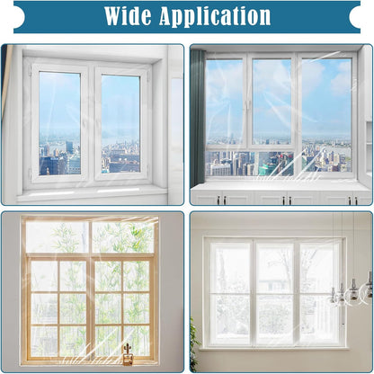 Window Insulation Kit, 63 × 394 Inch Plastic Window Coverings for Winter, Thicken Window Shrink Film Insulator Kit Windows Waterproof Winterizing with 5 Double-Sided Tape for 10 Pcs 3 x 5 Ft Windows