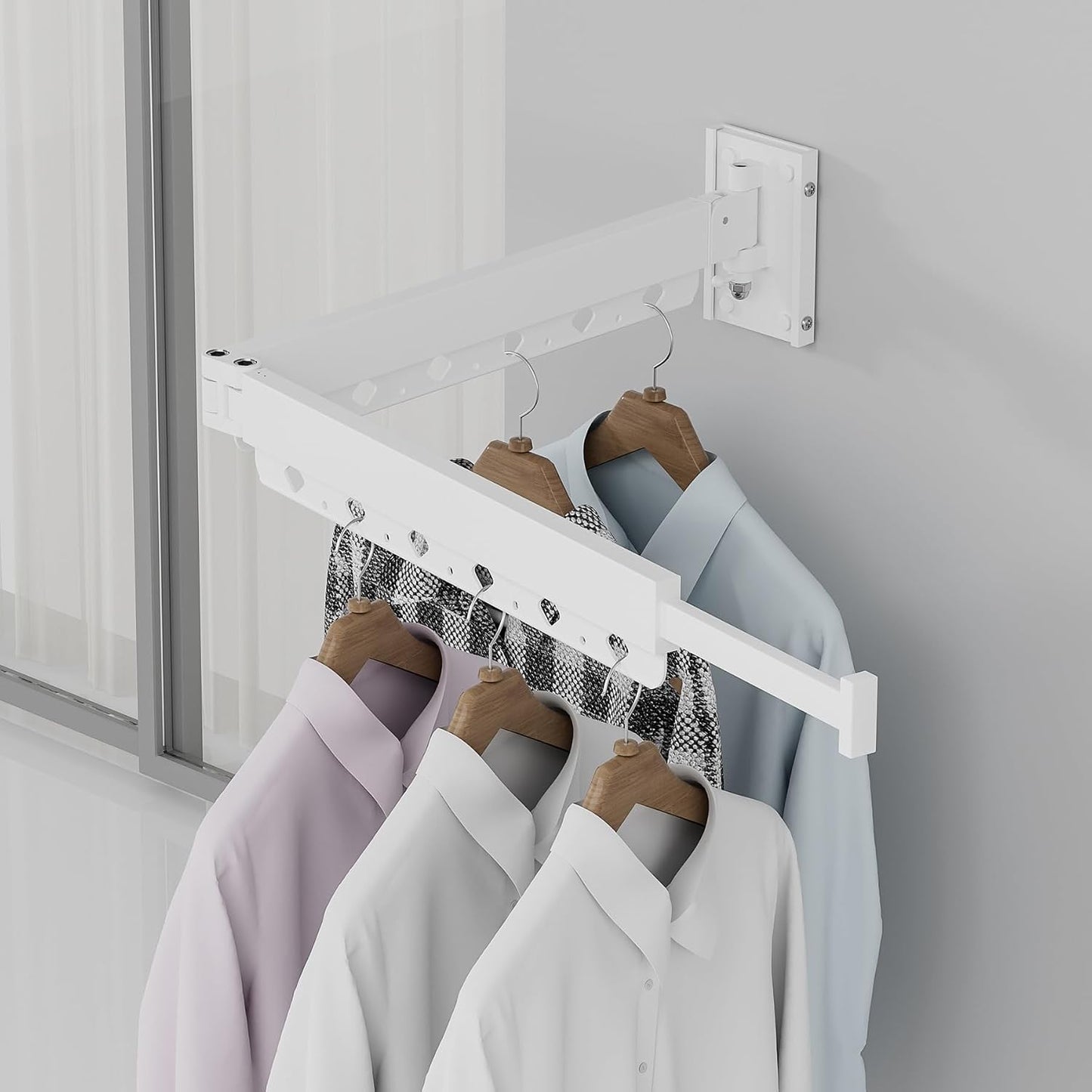 Wall Mounted Clothes Hanger Drying Folding Racks | Full 180° horizontal & vertical pivot